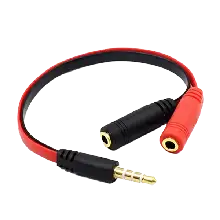3.5MM MALE TO 2 FEMALE HEADPHONE, MIC & AUDIO, Y SPLITTER CABLE